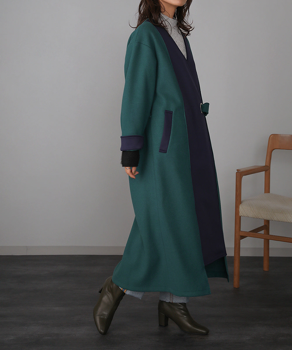 BouJeloud バイカラーボンディングコート
