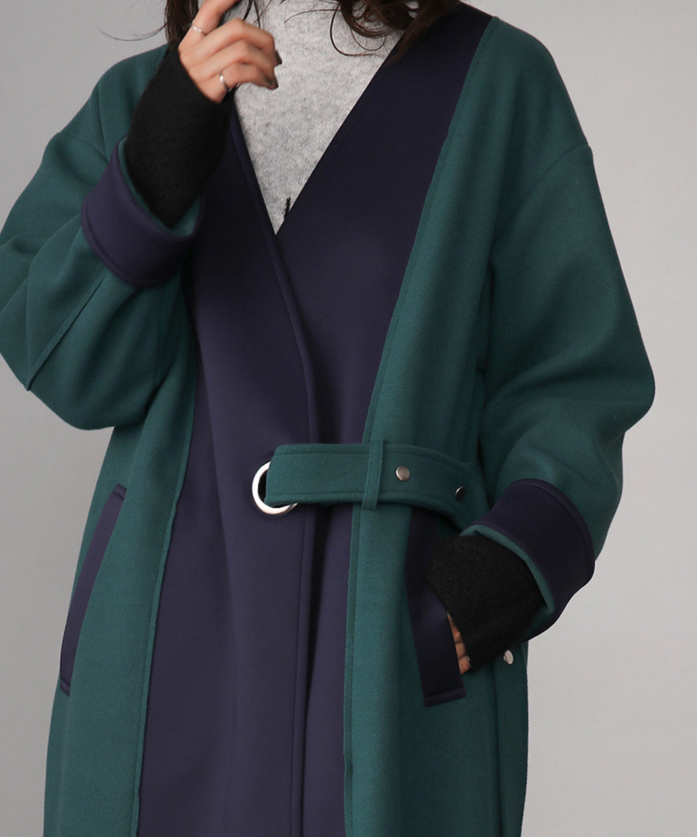 BouJeloud バイカラーボンディングコート
