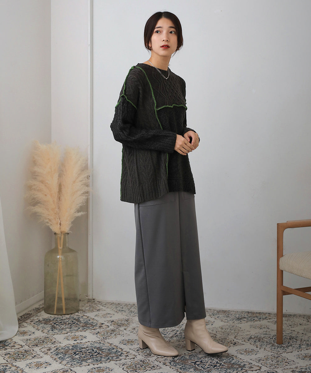 BouJeloud 配色ウェーブメローニット