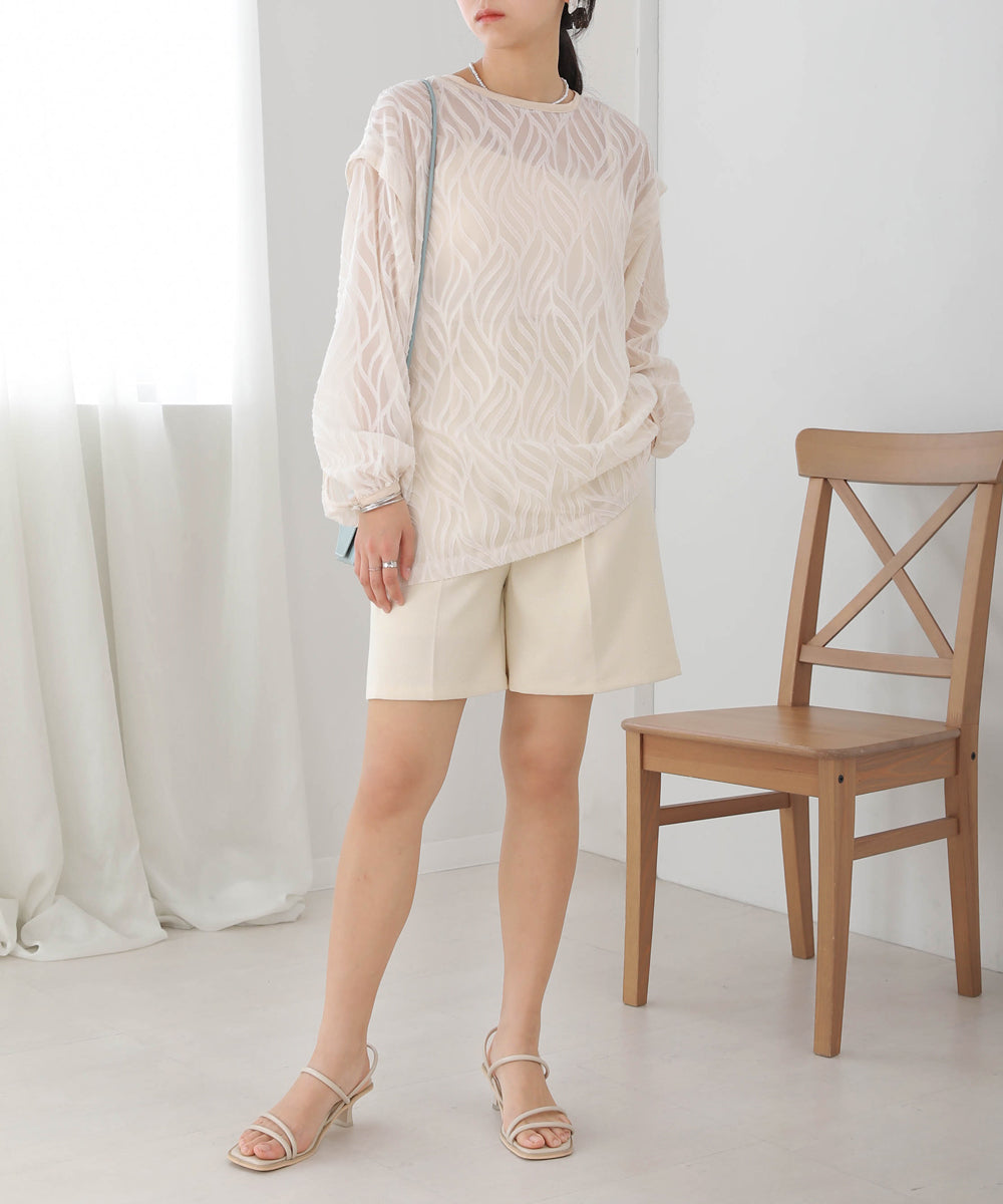 リネンライクツイードハーフパンツ