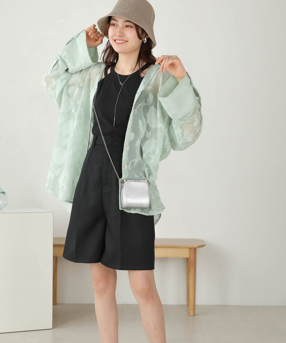 リネンライクツイードハーフパンツ