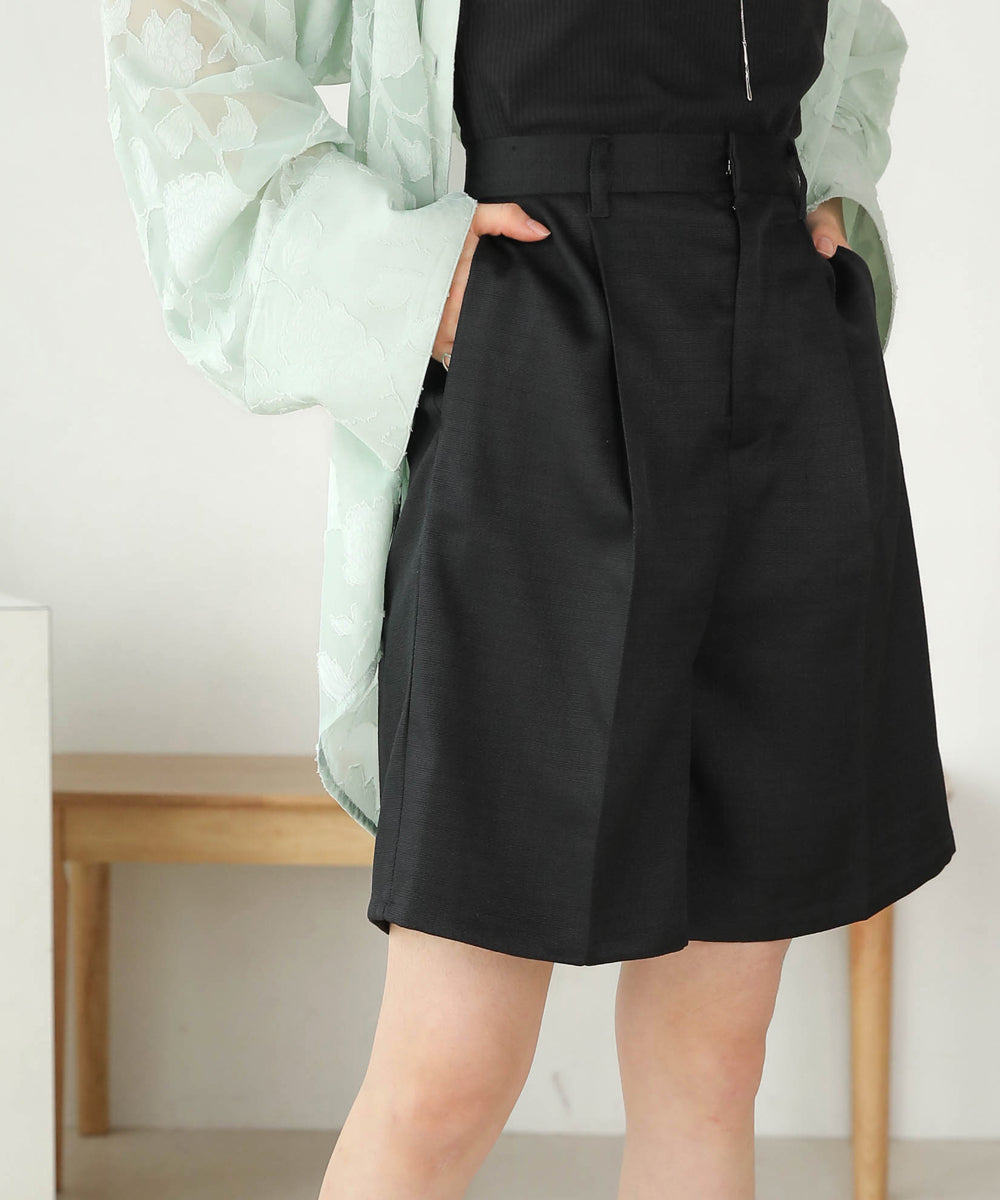 リネンライクツイードハーフパンツ