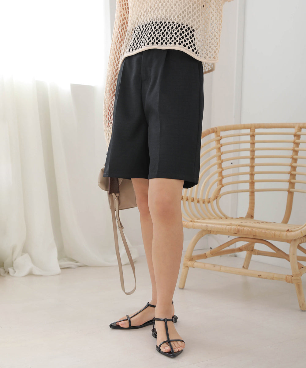 リネンライクツイードハーフパンツ