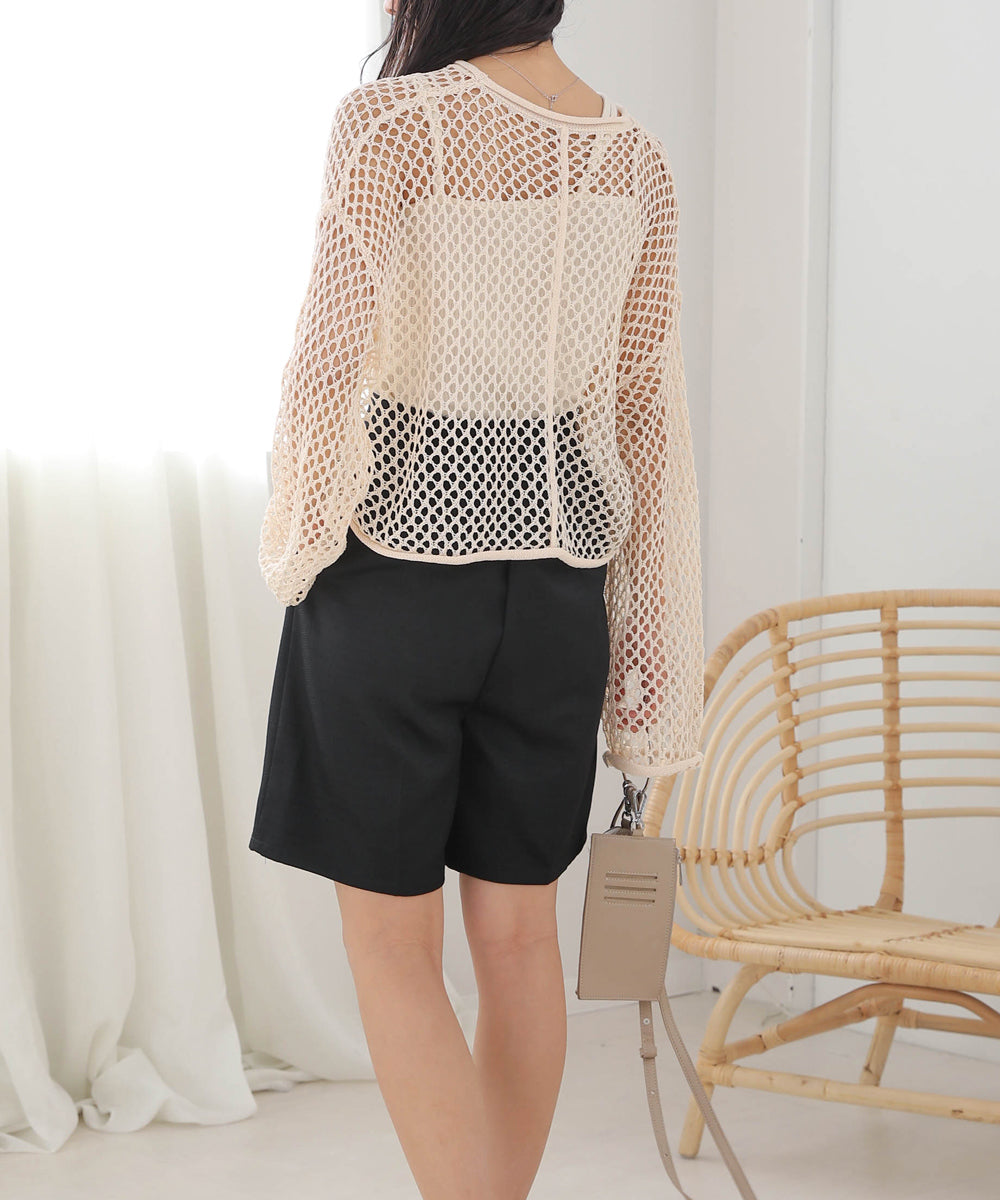 リネンライクツイードハーフパンツ