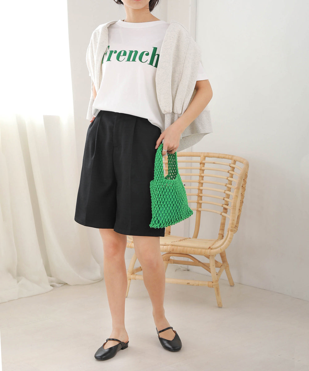 リネンライクツイードハーフパンツ