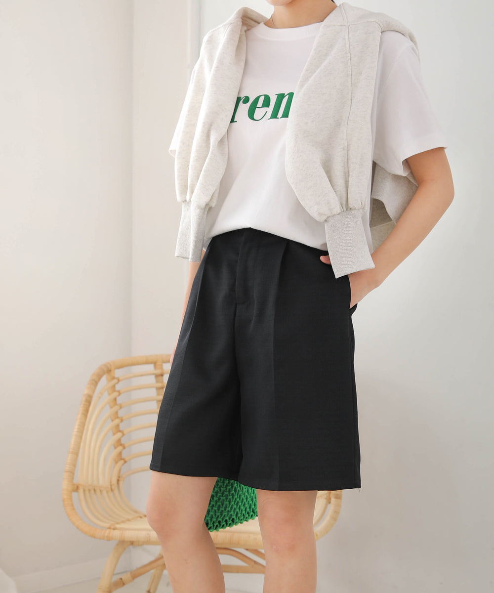 リネンライクツイードハーフパンツ