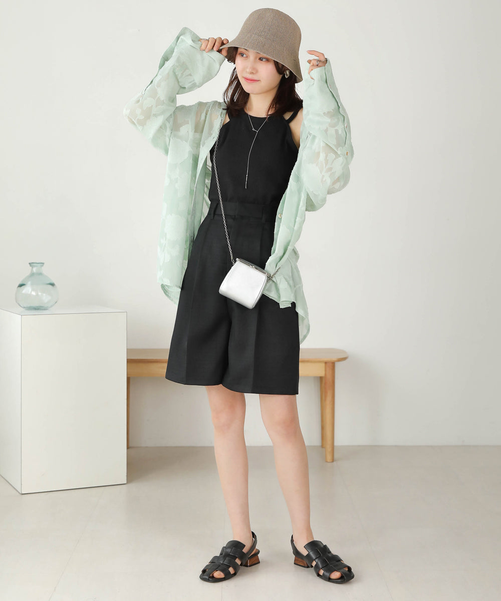 リネンライクツイードハーフパンツ