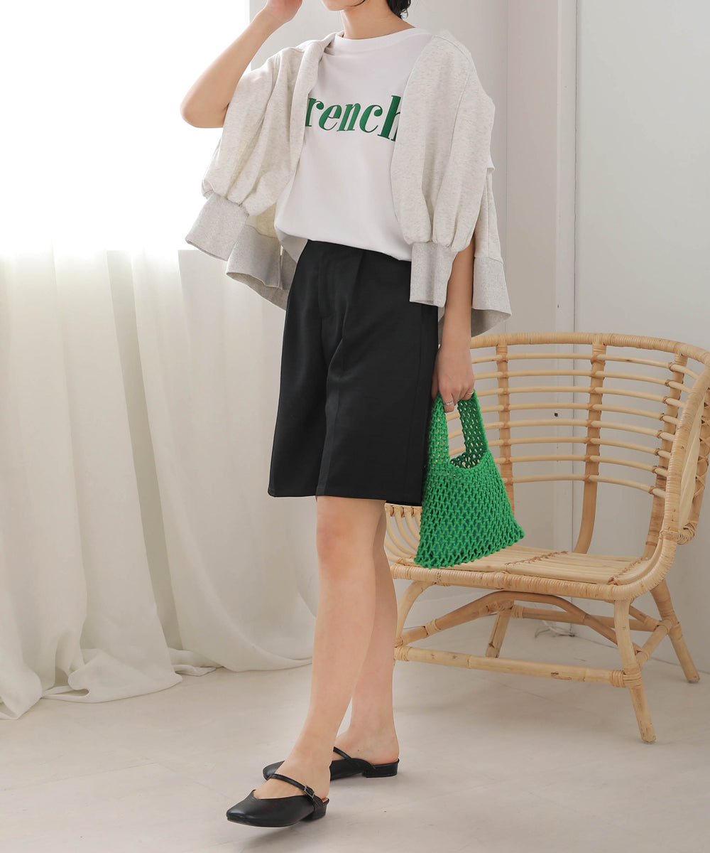 リネンライクツイードハーフパンツ