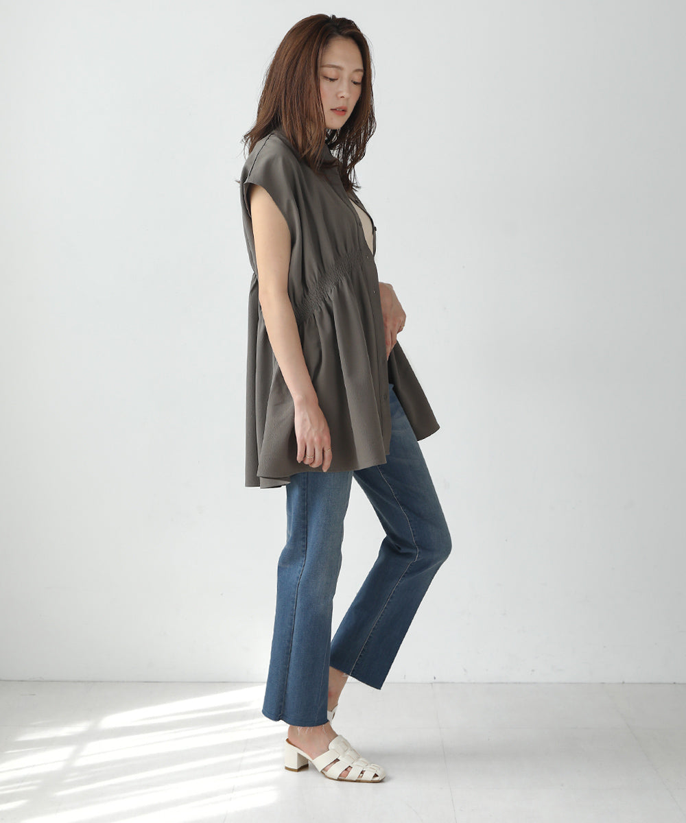 BouJeloud エステルストレッチクレープチュニック