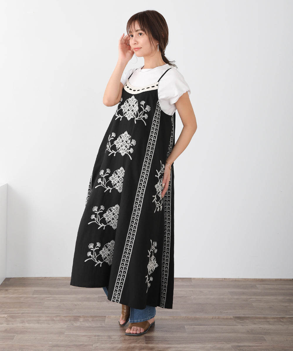 BouJeloud ボタニカル刺繍キャミワンピース