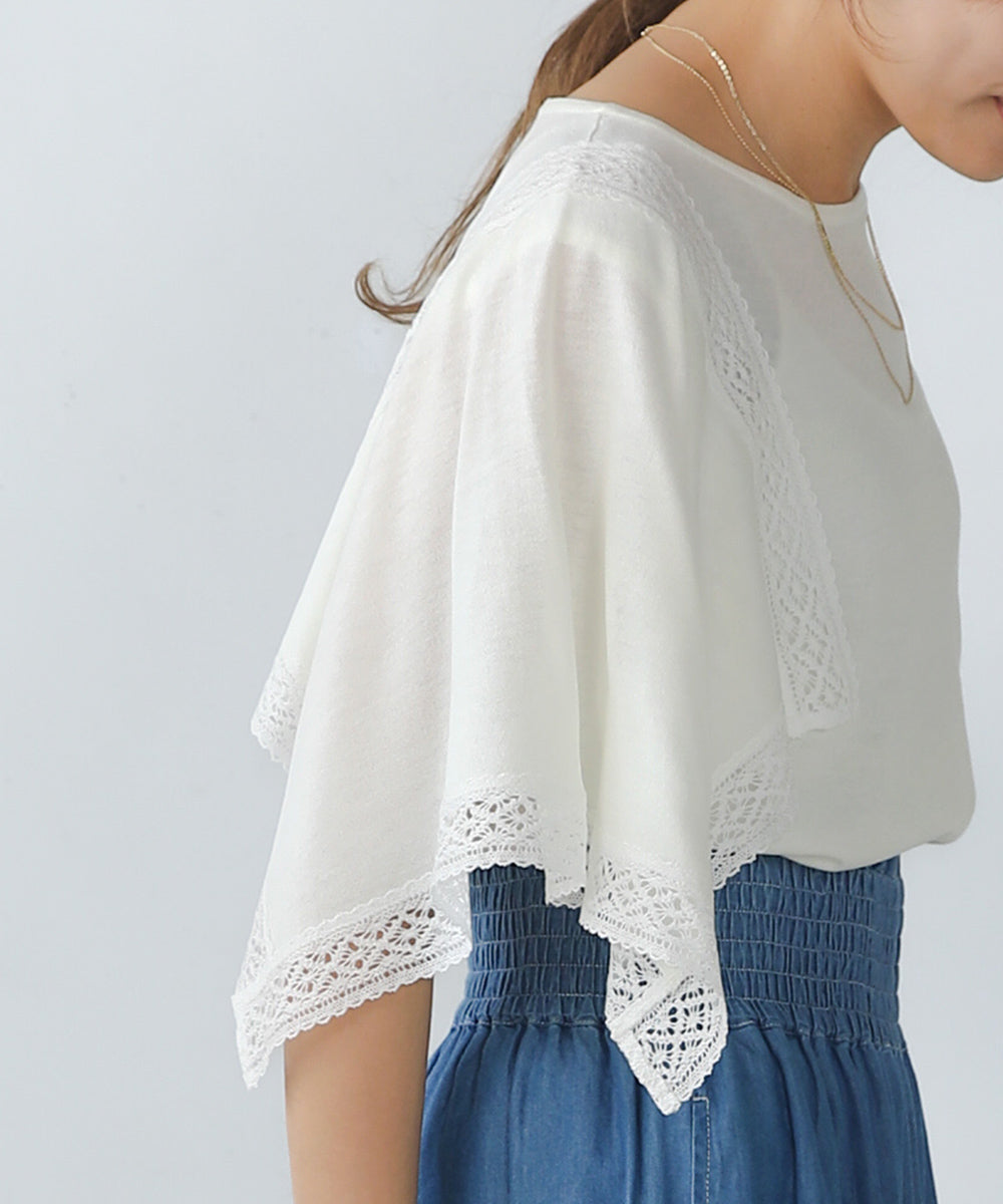 レーススカーフスリーブプルオーバー