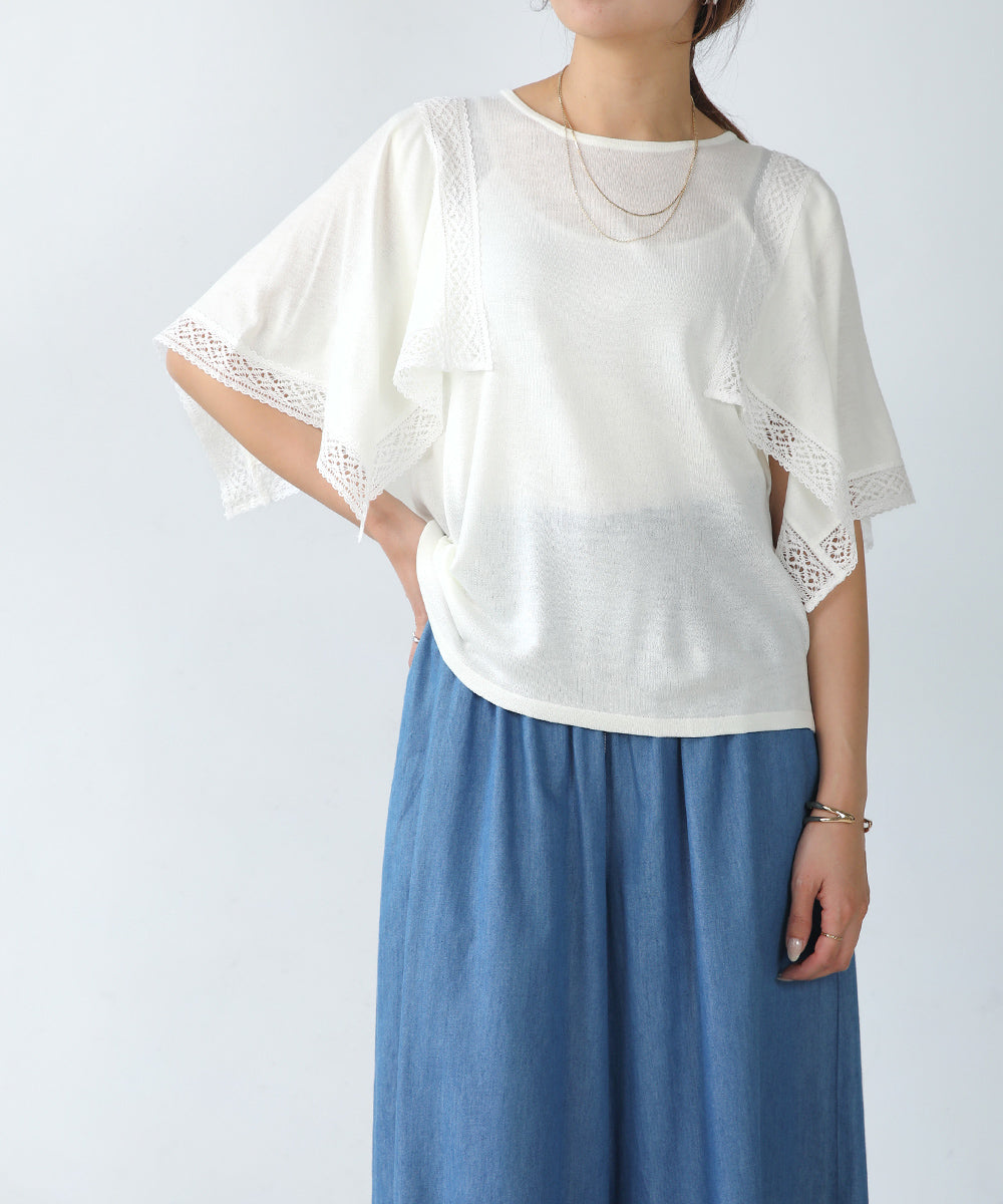 レーススカーフスリーブプルオーバー