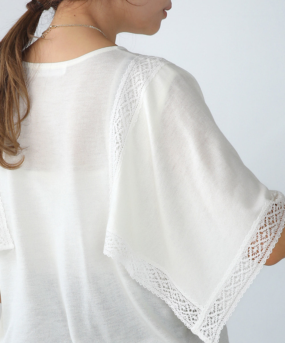 レーススカーフスリーブプルオーバー