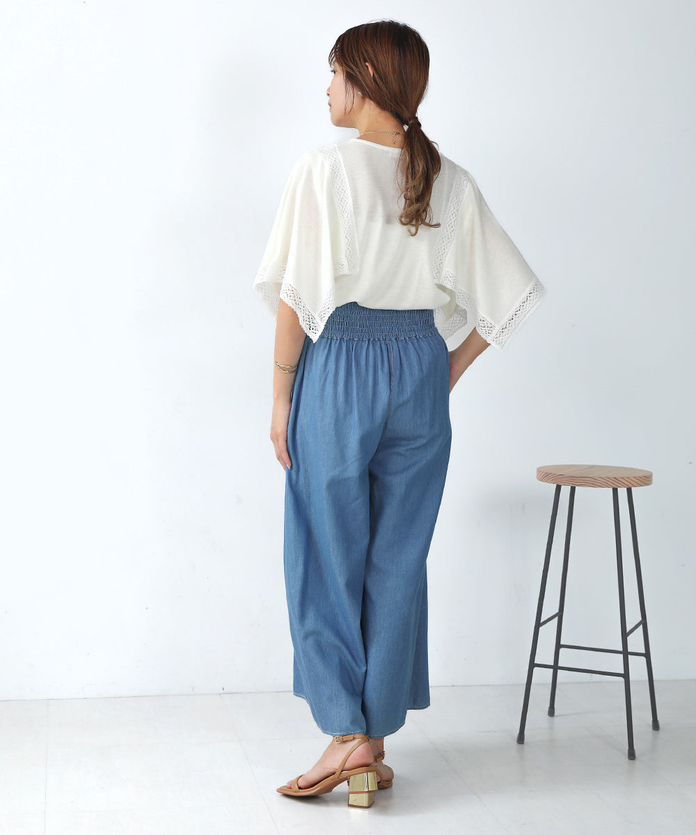 レーススカーフスリーブプルオーバー