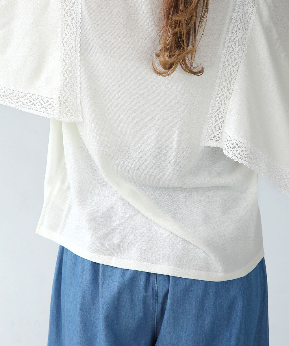 レーススカーフスリーブプルオーバー
