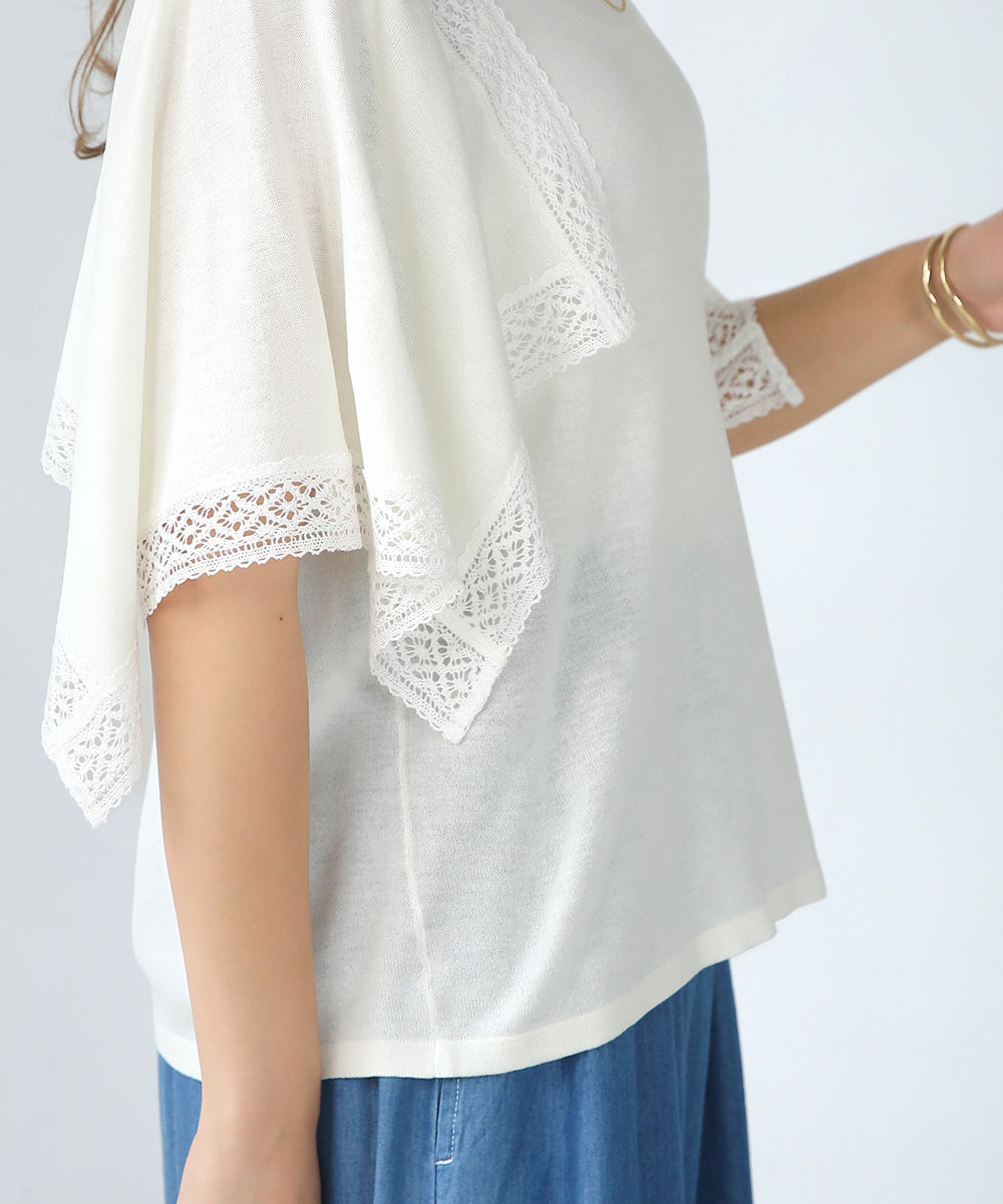 レーススカーフスリーブプルオーバー