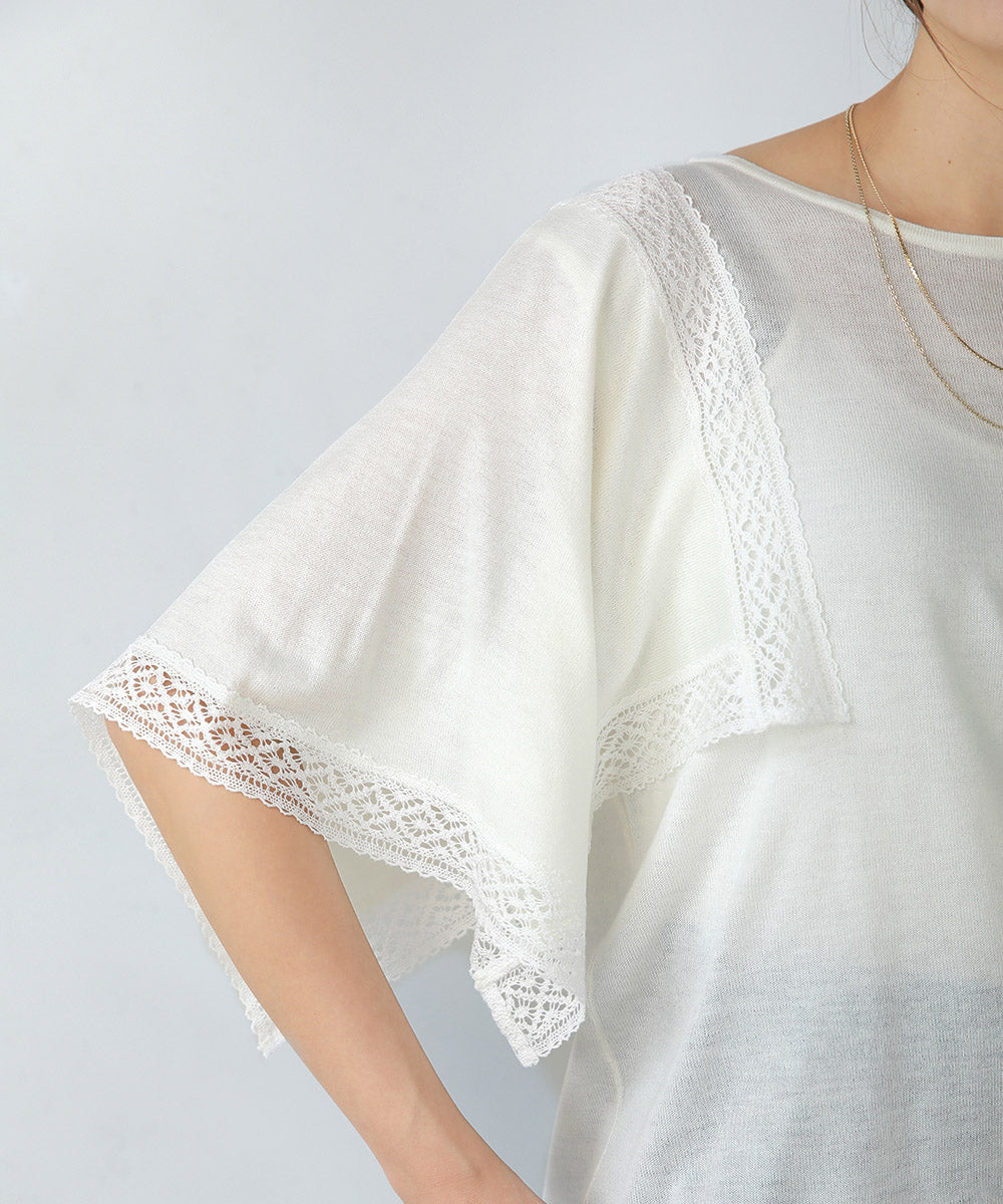 レーススカーフスリーブプルオーバー