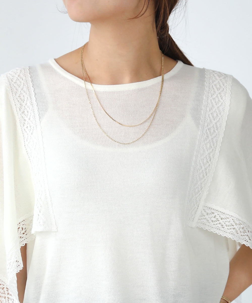 レーススカーフスリーブプルオーバー