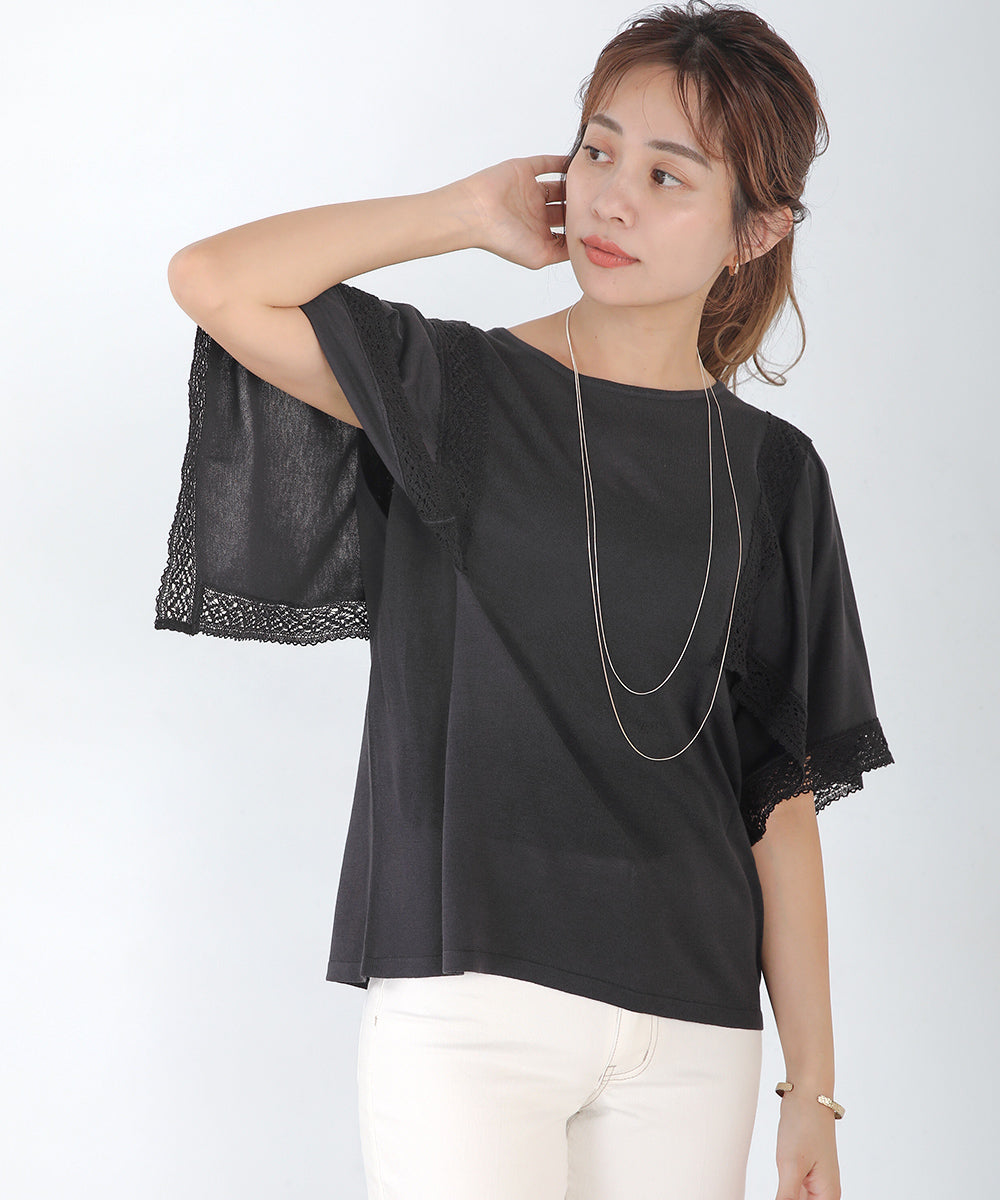 レーススカーフスリーブプルオーバー