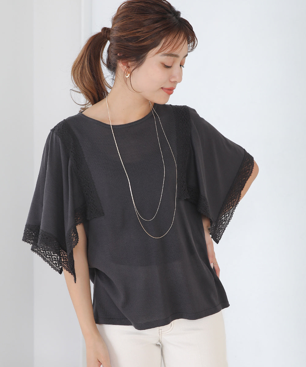 レーススカーフスリーブプルオーバー