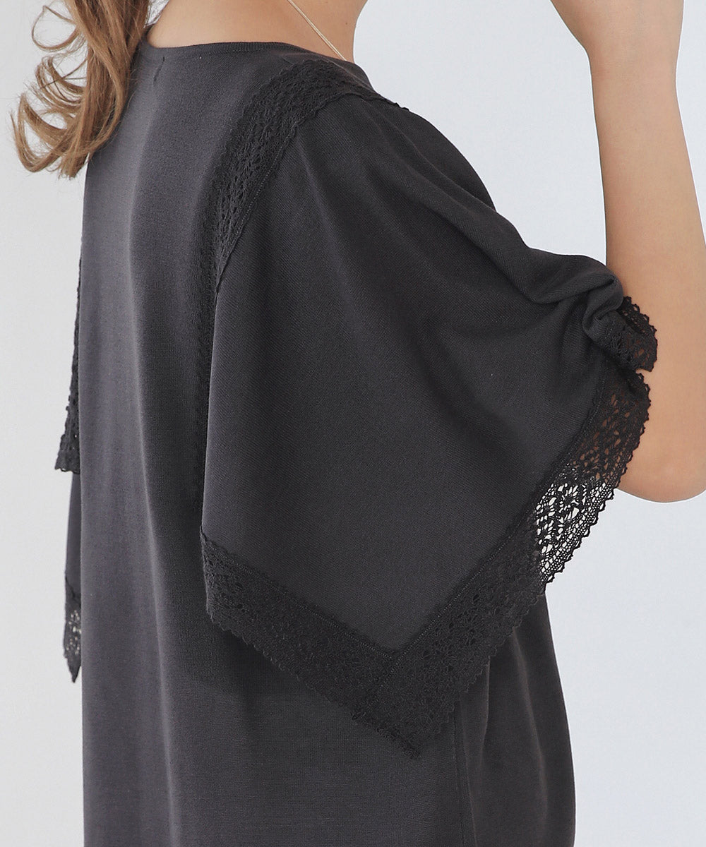 レーススカーフスリーブプルオーバー