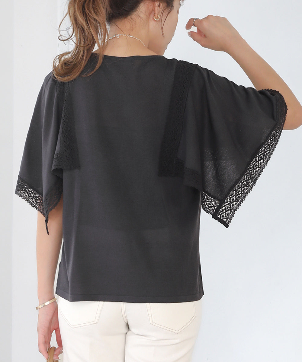 レーススカーフスリーブプルオーバー