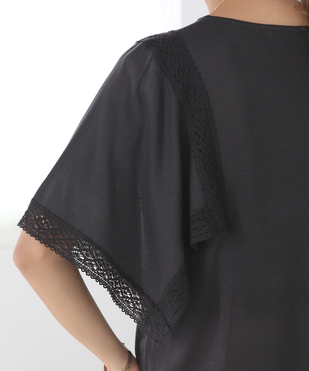 レーススカーフスリーブプルオーバー