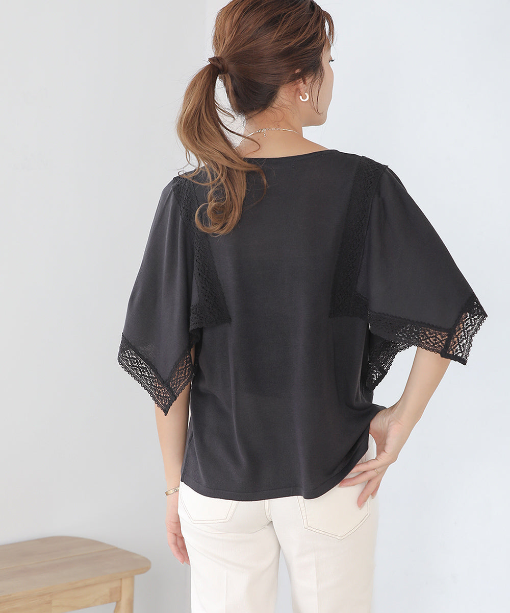 レーススカーフスリーブプルオーバー