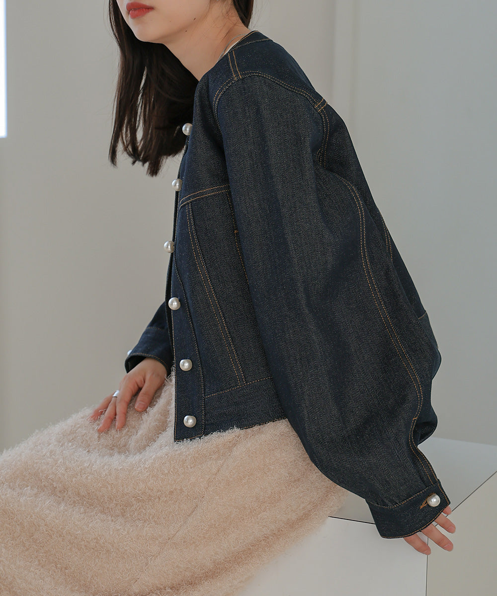Bab パールボタンデニムブルゾン
