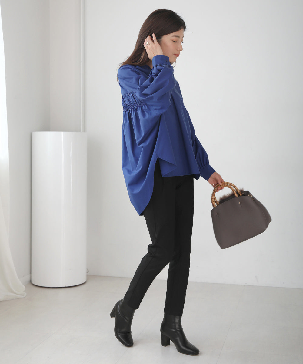 スキッパーバックギャザーシャツ