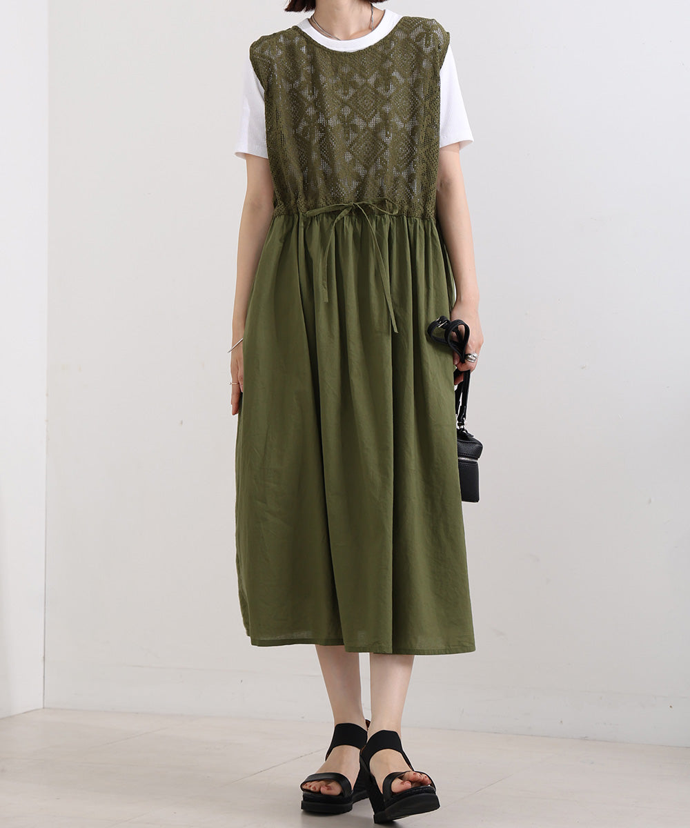 かぎ針編み ノースリーブワンピース