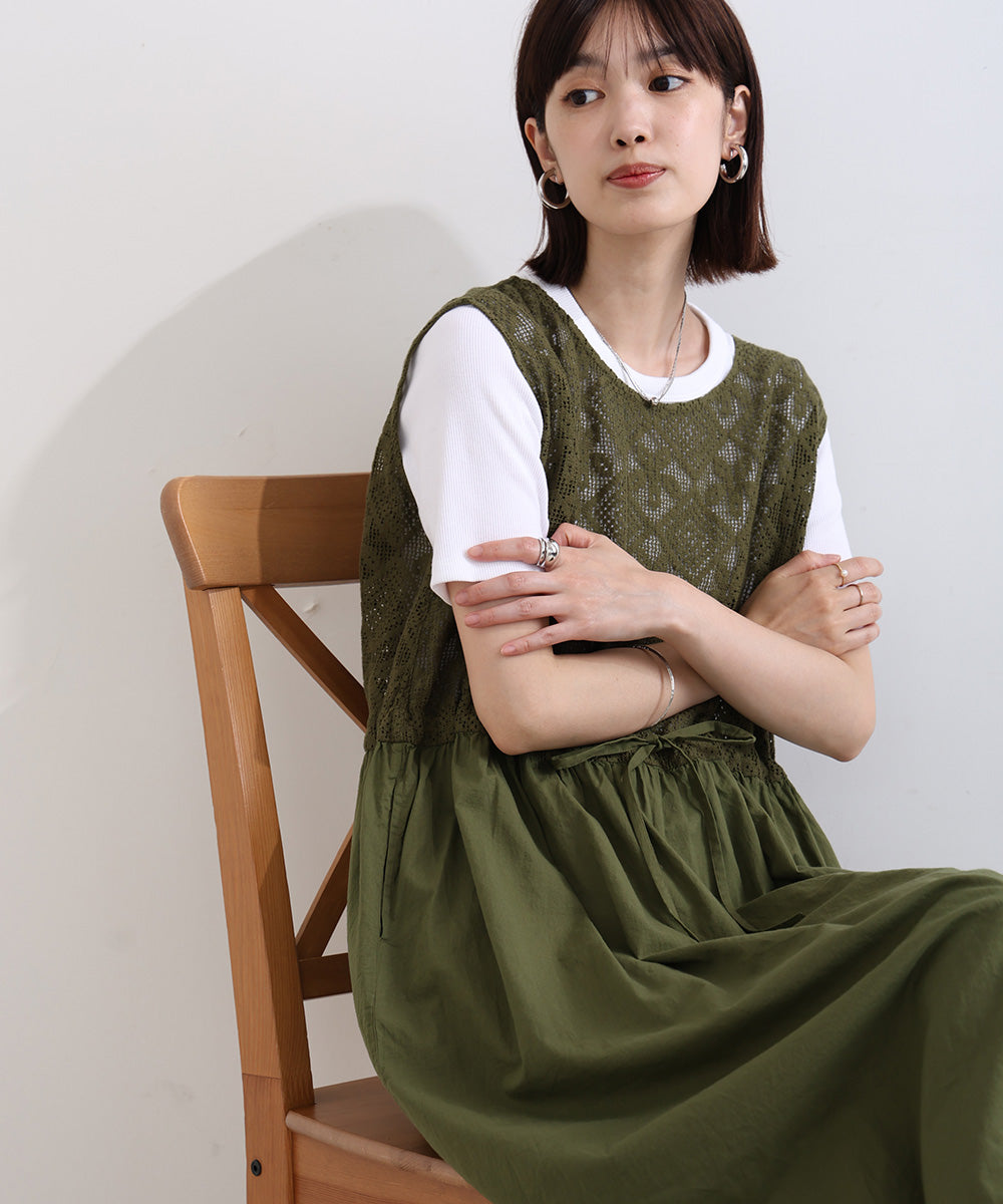 かぎ針編み ノースリーブワンピース