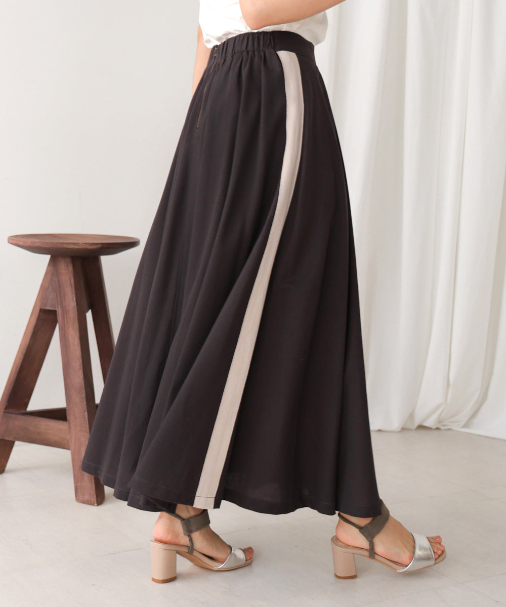 綿麻バイカラーテープスカート