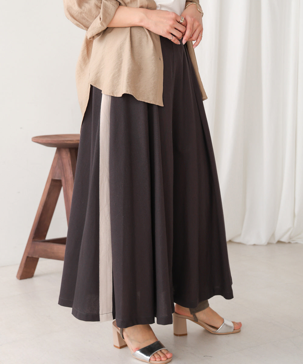 綿麻バイカラーテープスカート