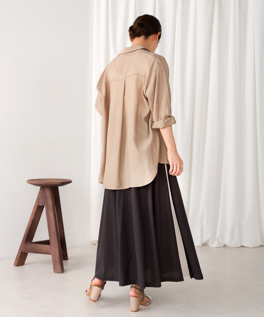 綿麻バイカラーテープスカート