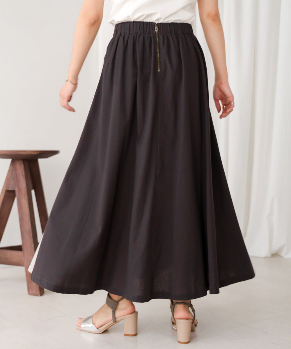 綿麻バイカラーテープスカート