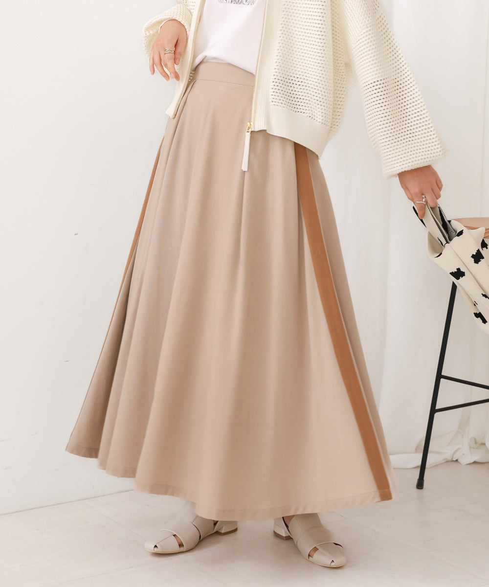 綿麻バイカラーテープスカート
