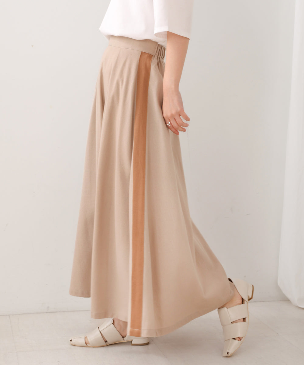 綿麻バイカラーテープスカート