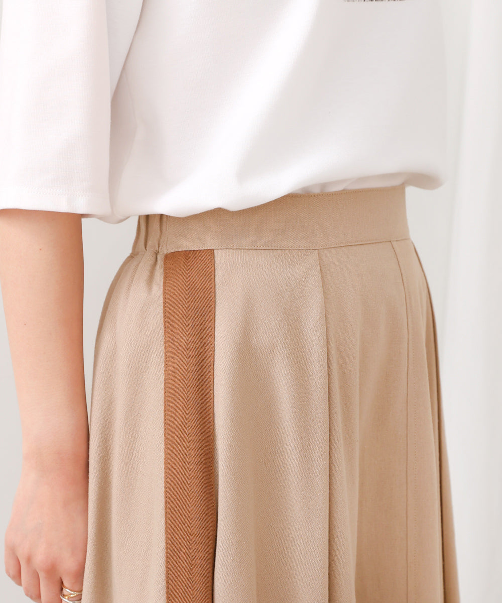 綿麻バイカラーテープスカート