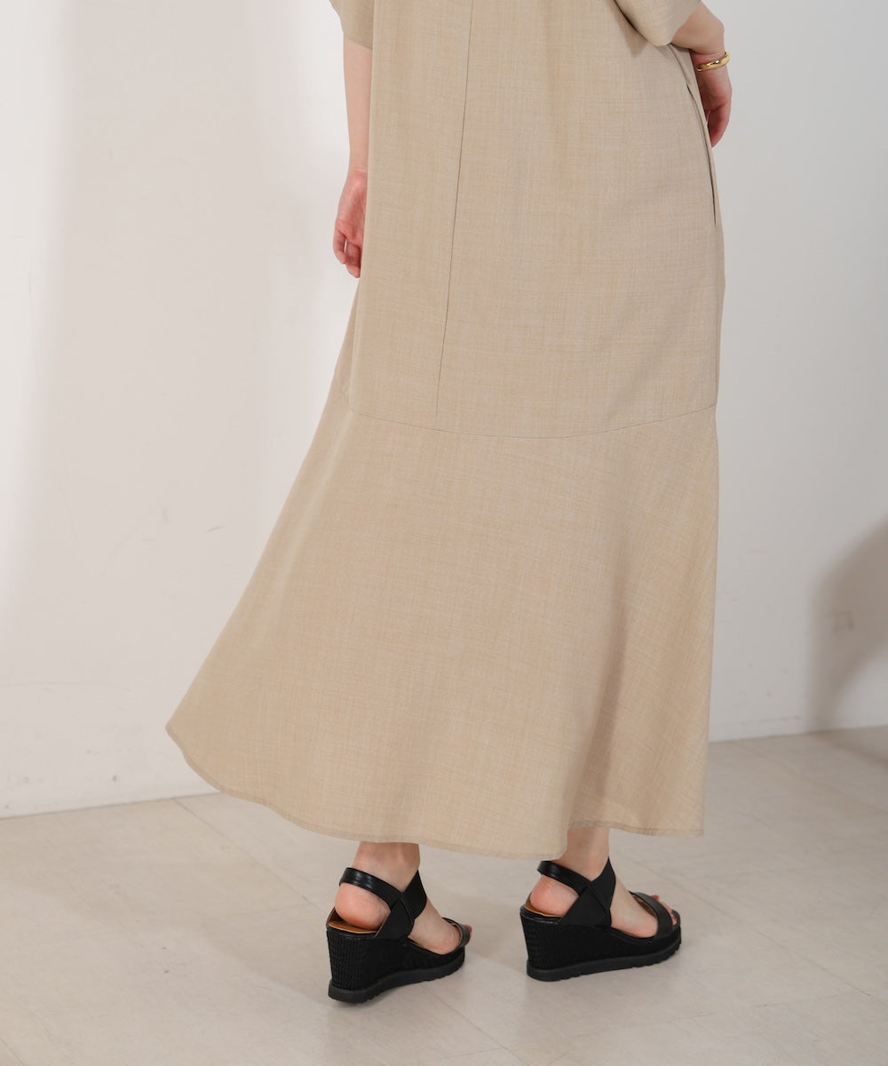 【WEB限定】麻ライクキーネックワンピース