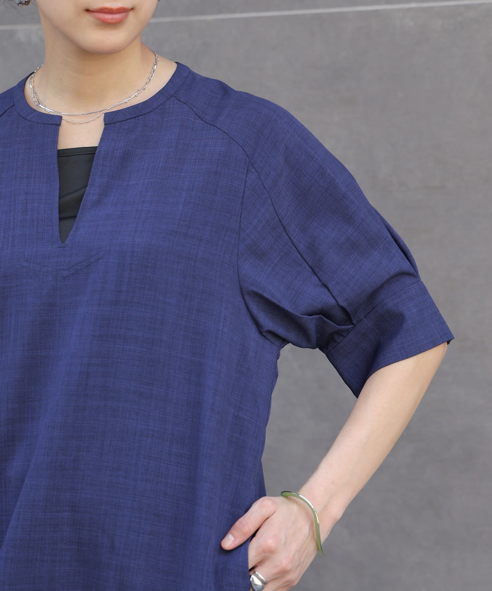 【WEB限定】麻ライクキーネックワンピース