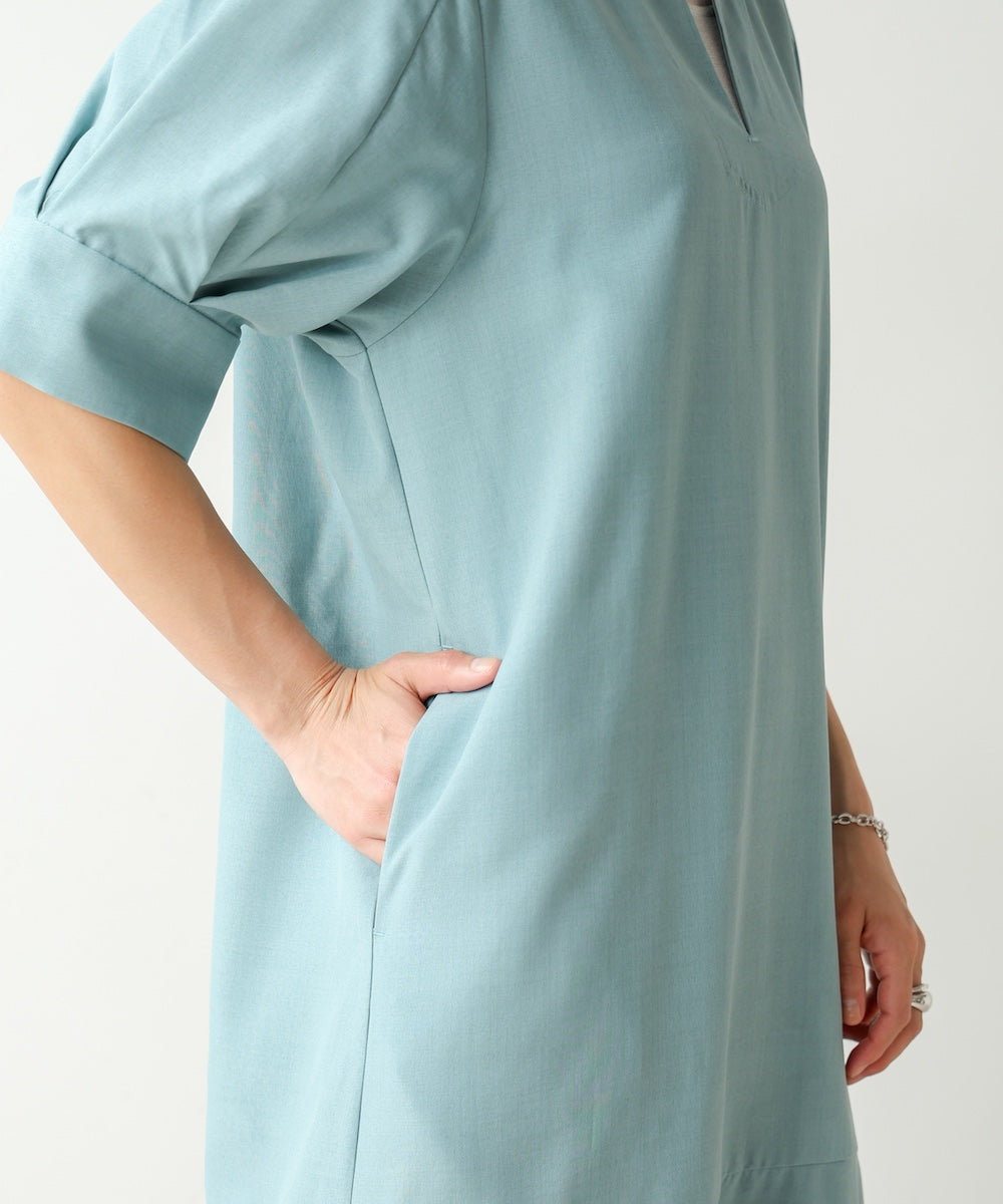 【WEB限定】麻ライクキーネックワンピース