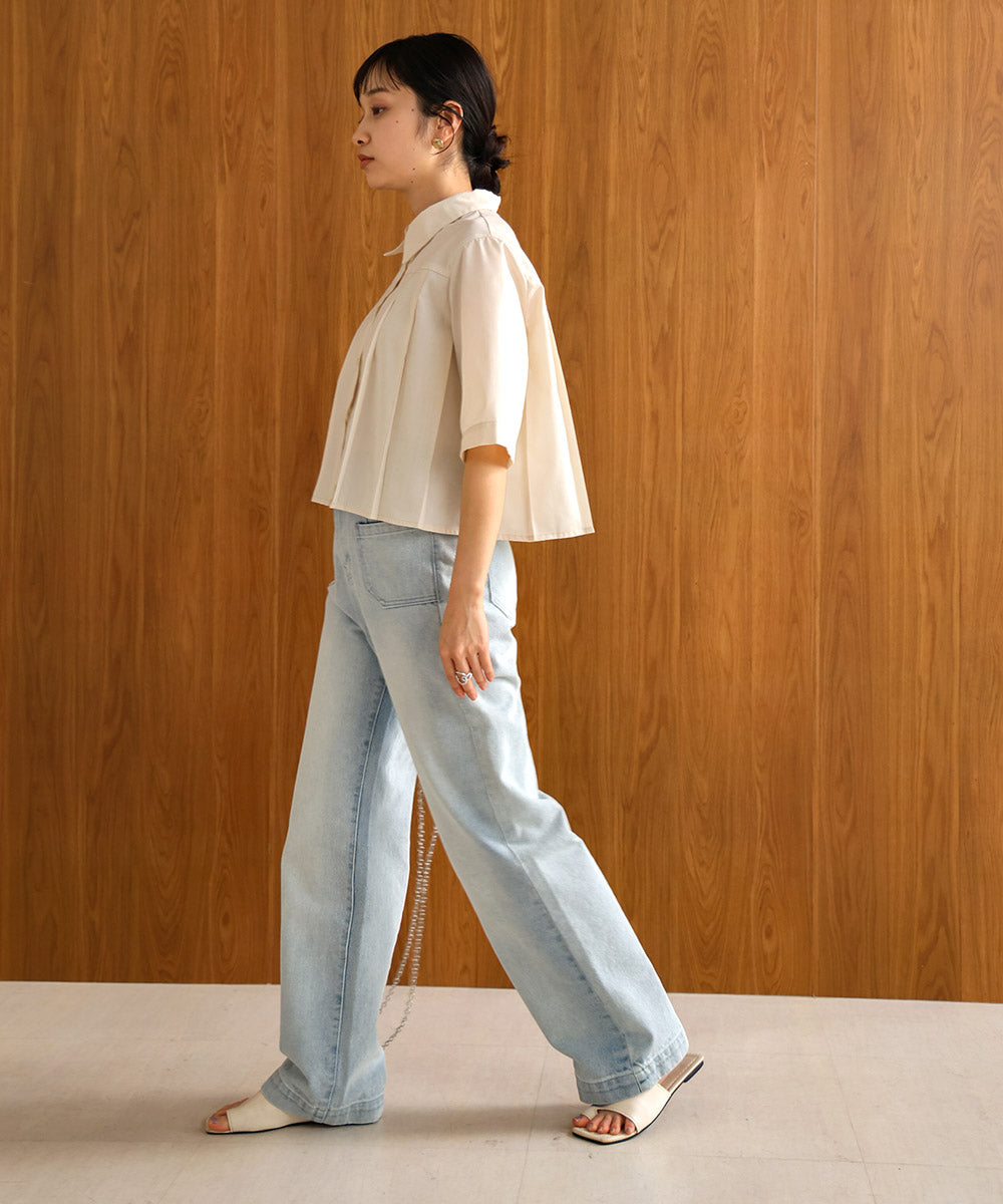 プリーツシャツブラウス