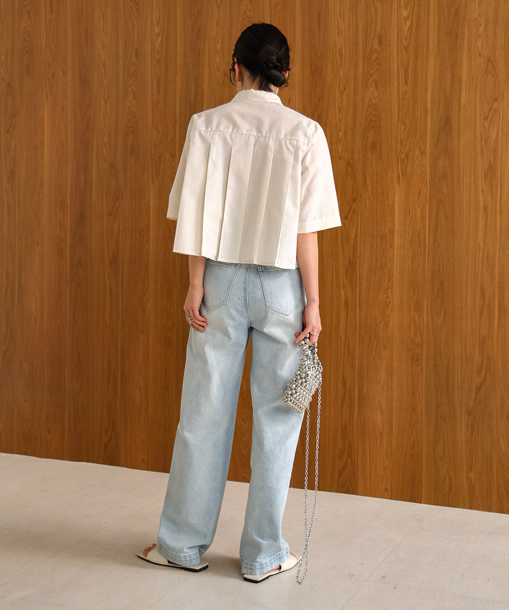 プリーツシャツブラウス