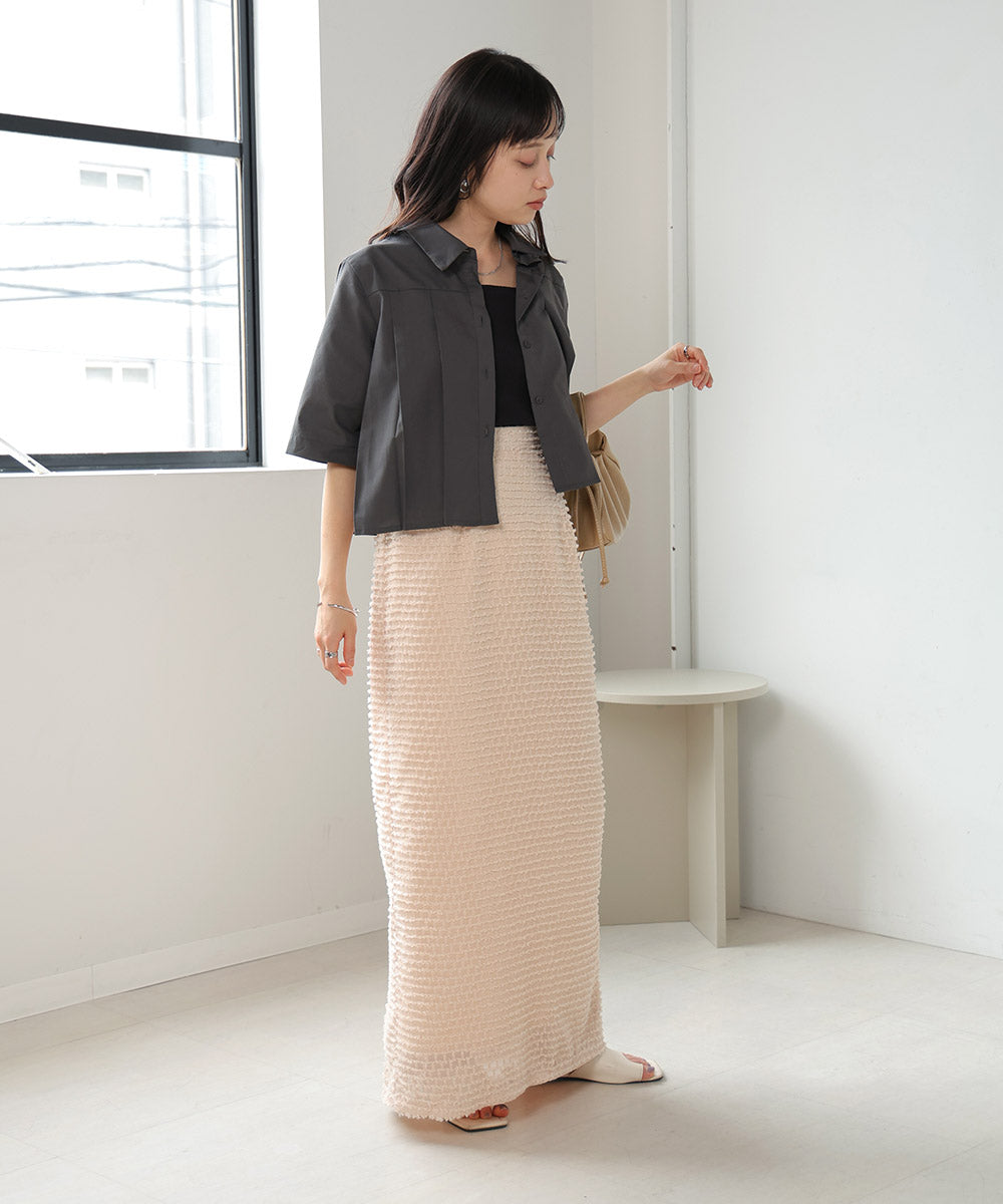 プリーツシャツブラウス