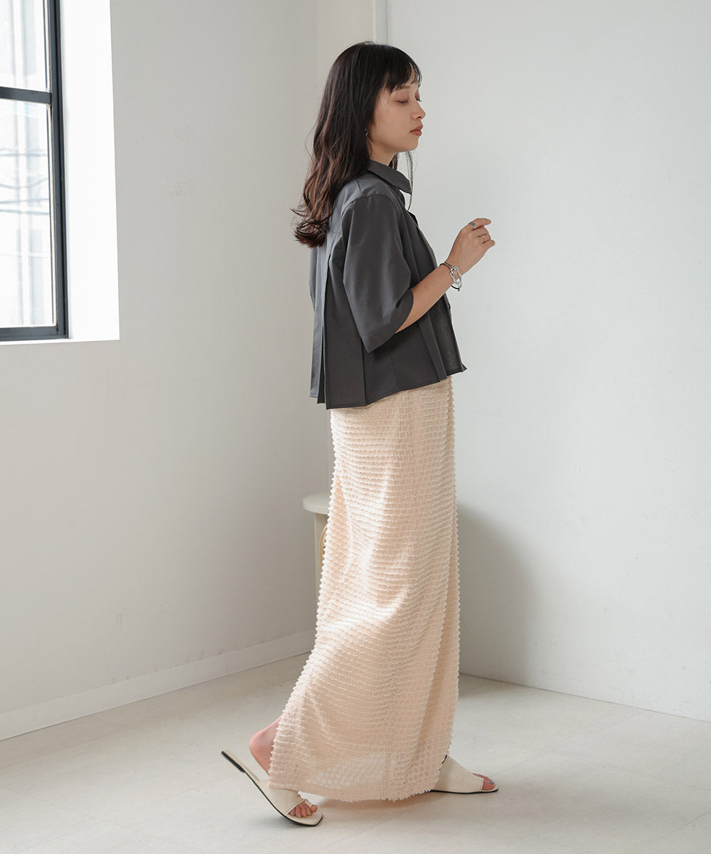 プリーツシャツブラウス