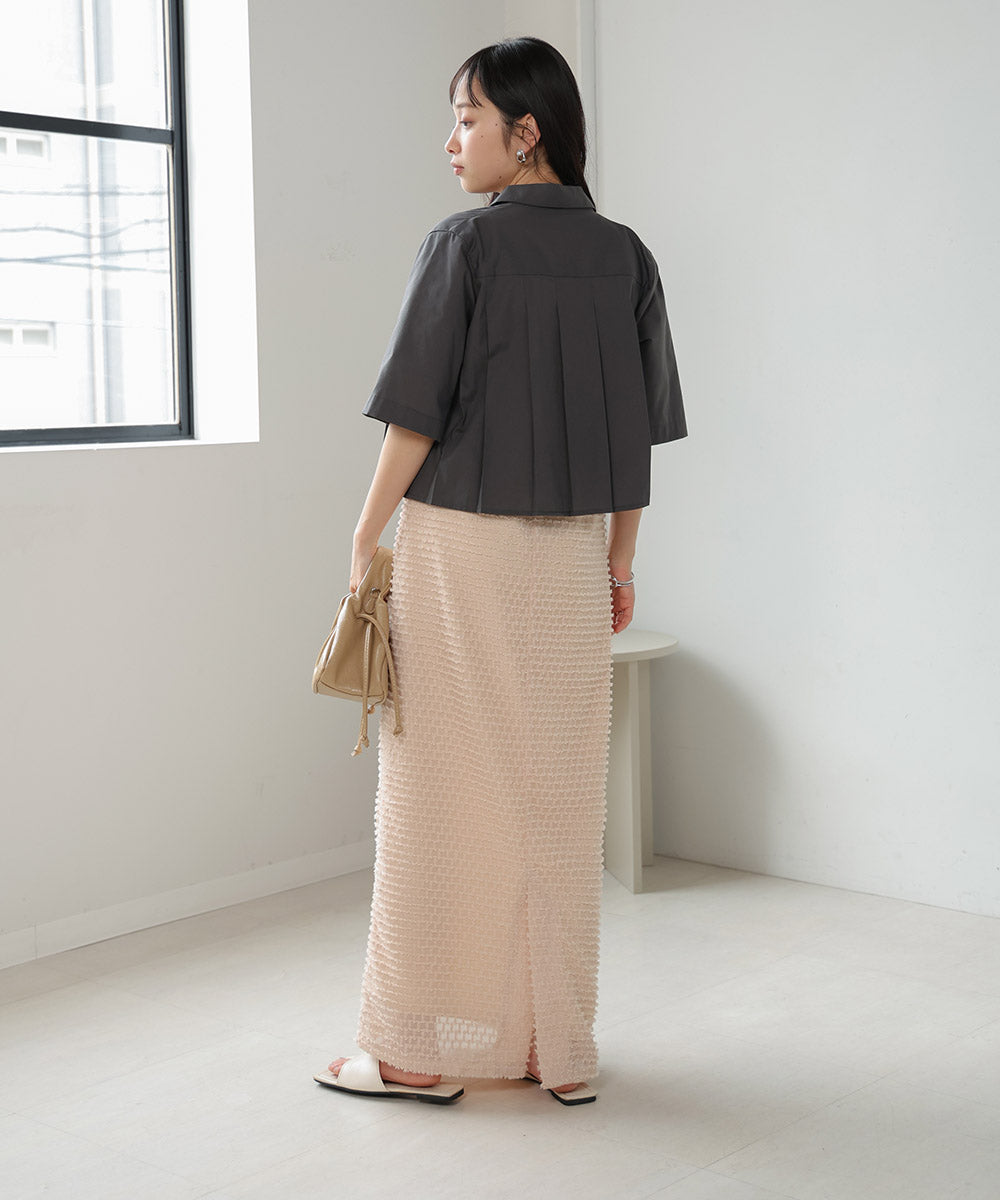 プリーツシャツブラウス