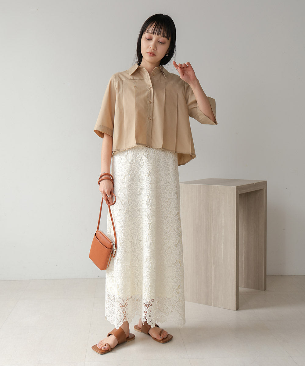 プリーツシャツブラウス