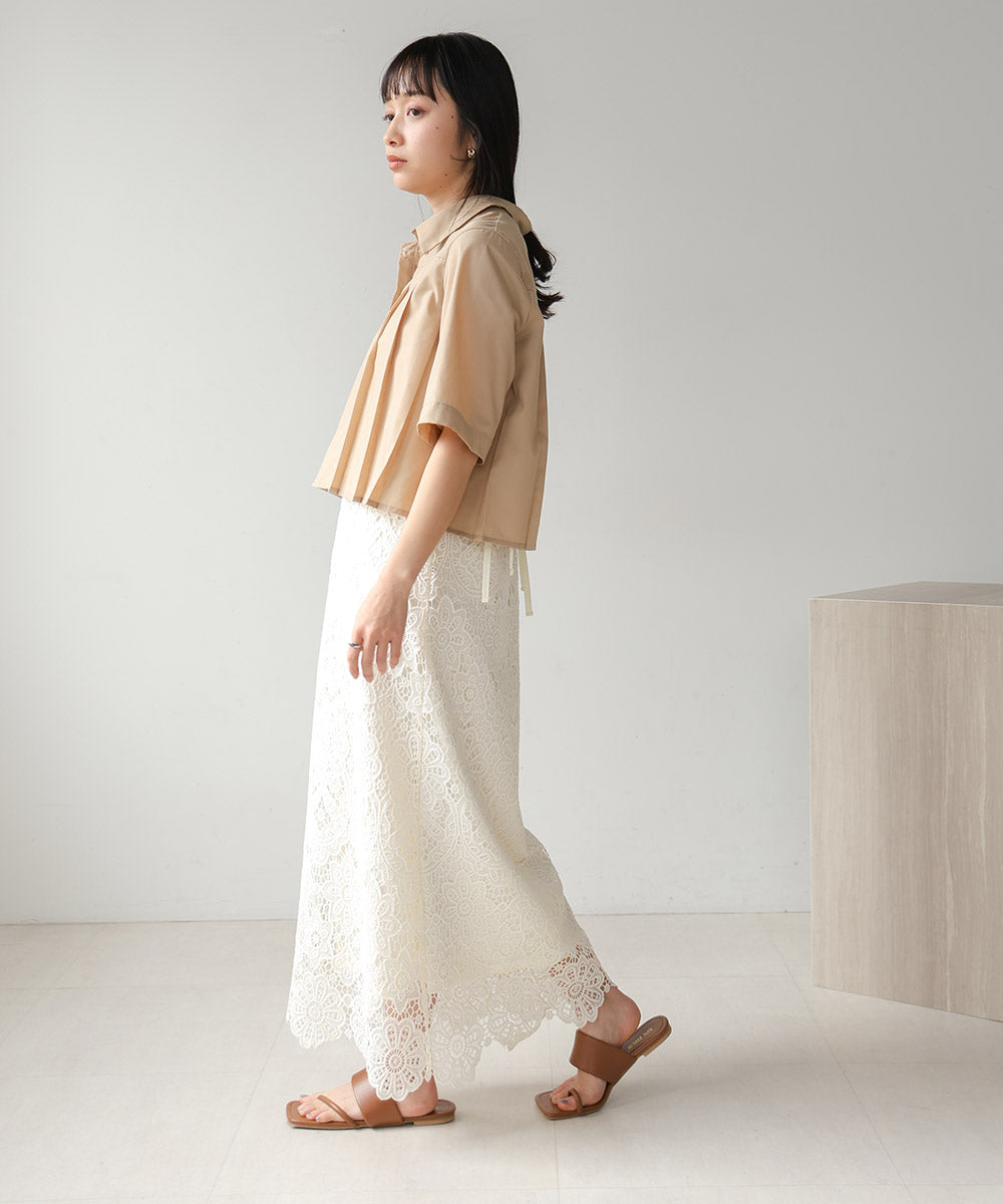 プリーツシャツブラウス