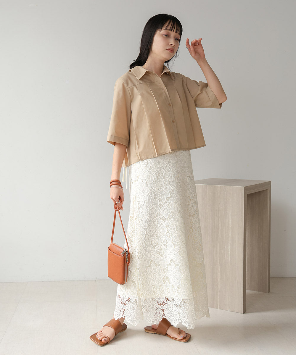 プリーツシャツブラウス